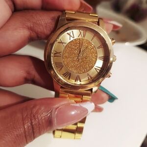 Gold bling watch